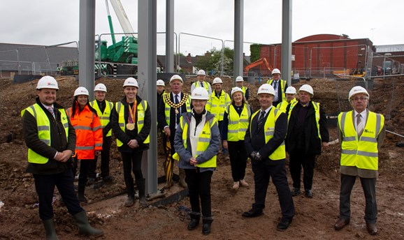 Steelwork goes in at the site of Kirkby's new leisure centre 