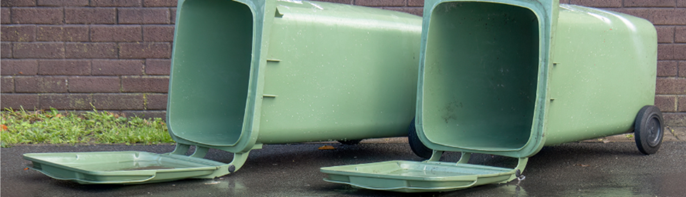 fallen wheelie bins