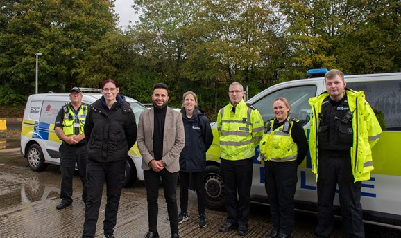 Cllr Helen A Smith, Community Safety Manager, Antonio Taylor with CPO and ASB officers