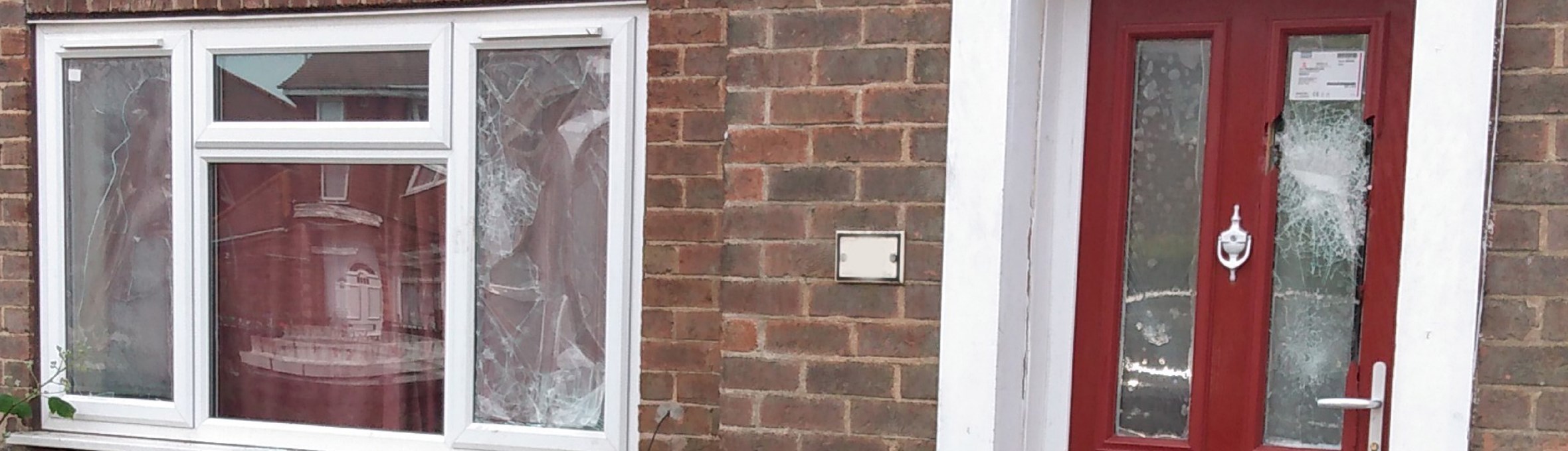 Property closed in Sutton in Ashfield with smashed window and door