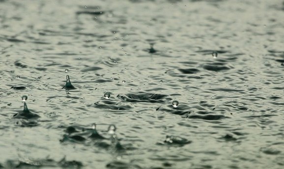 Photo of rain hitting water 