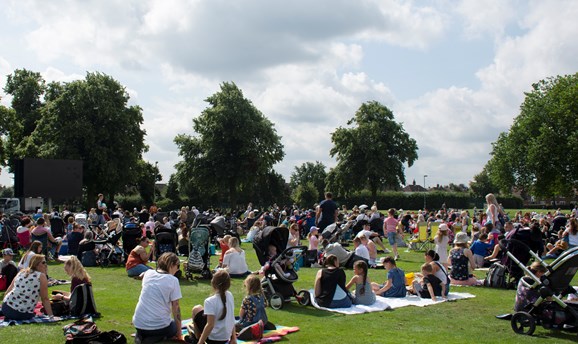Crowds enjoying an event on Titchfield Park 