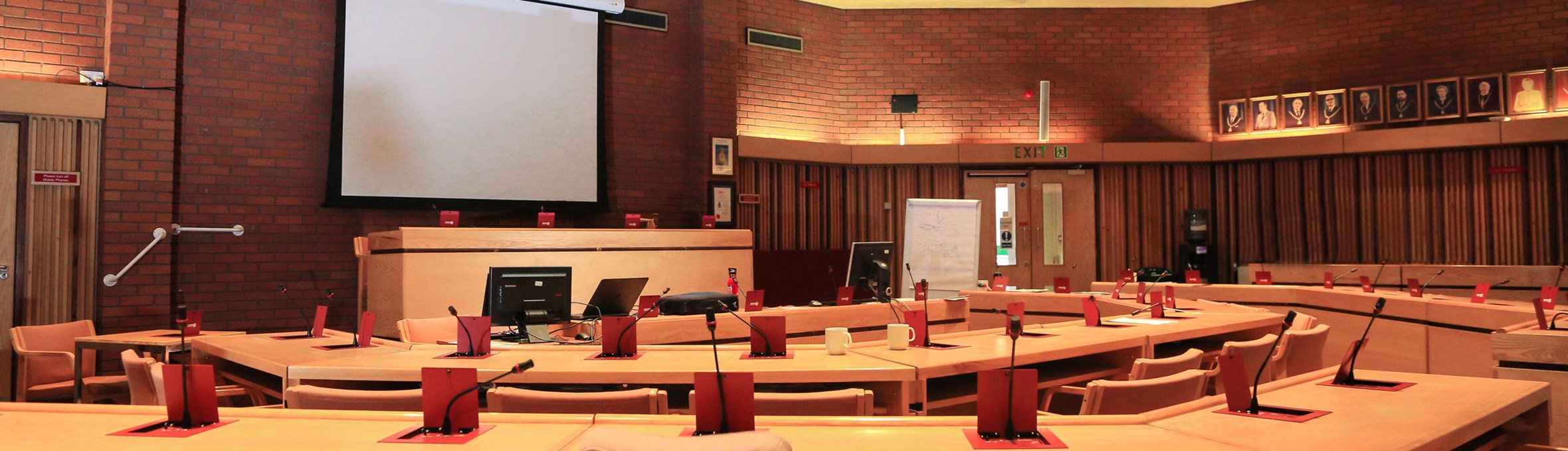 An empty council chamber