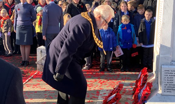 The late Cllr Anthony Brewer, Former ADC Chairman laying a wreath at last year’s Remembrance Day. 