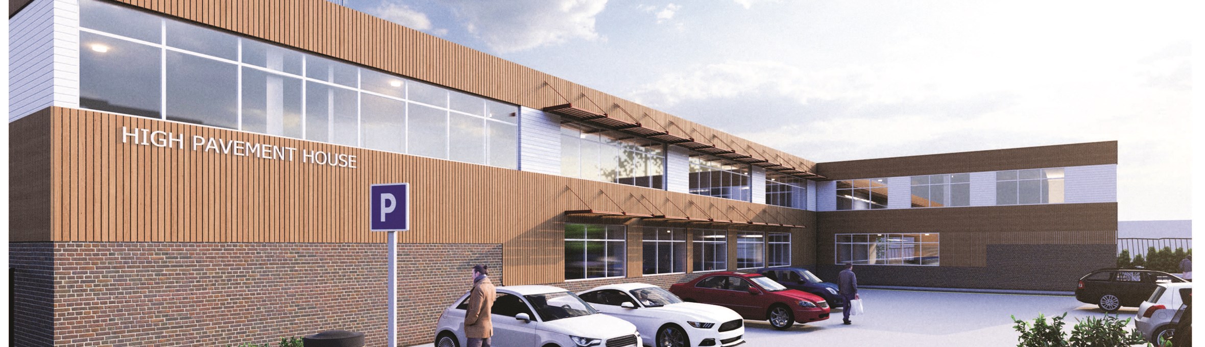 artists impression of how high pavement house will look, the building is cladded in wood 