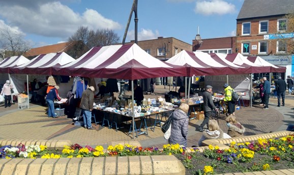 Sutton's outdoor market that is currently on Portland Square