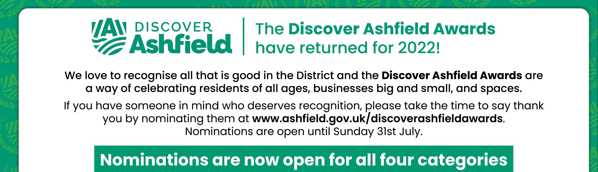 Discover Ashfield awards nominations information, including categories.