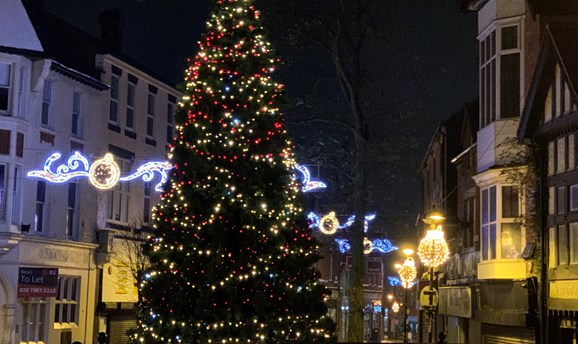 Christmas tree and lights in Sutton town centre 
