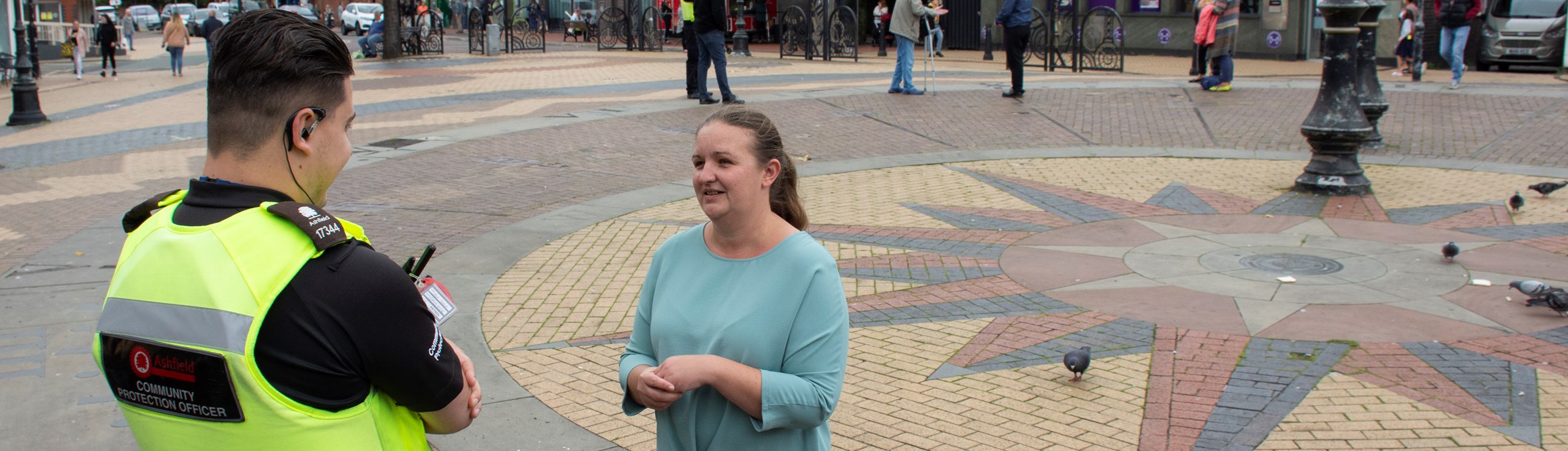 Councillor Samantha Deakin in Portland Square with a CPO