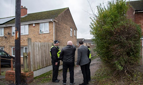 Councillors and CPOs inspect an alleyway