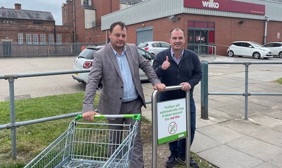 Councillors in Asda car park with trolley sutton in ashfield