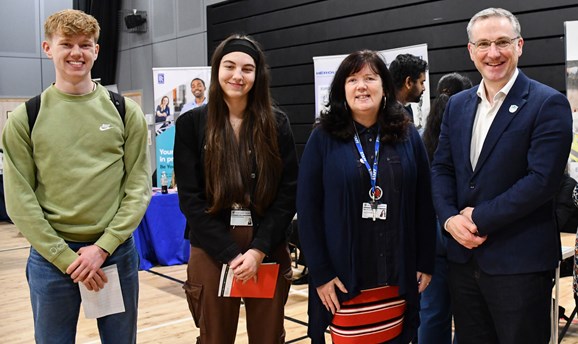 Jobseekers at the  2024 Ashfield Careers Fair with Cllr Matthew Relf
