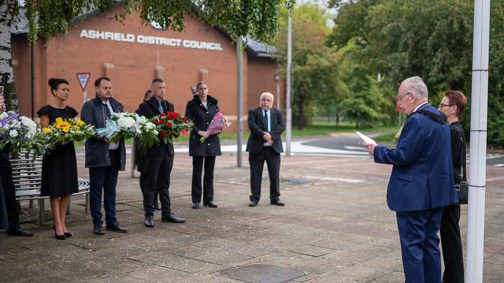 Wreath Laying Ceremony taking place outside Ashfield District Council Offices