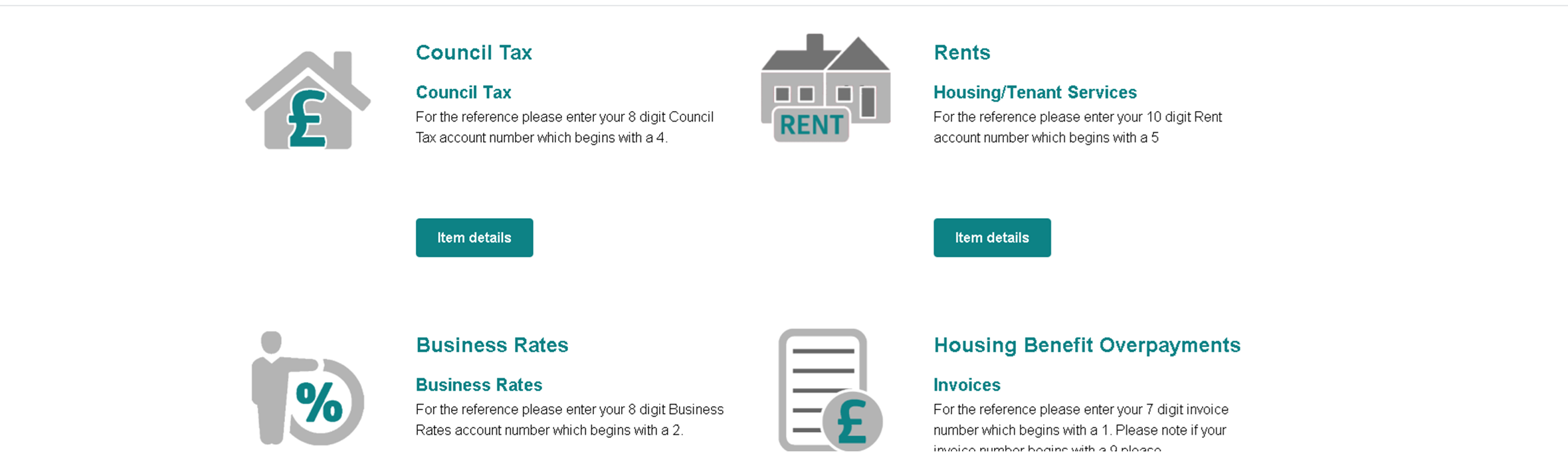 icons representing Council services that can be paid for online 