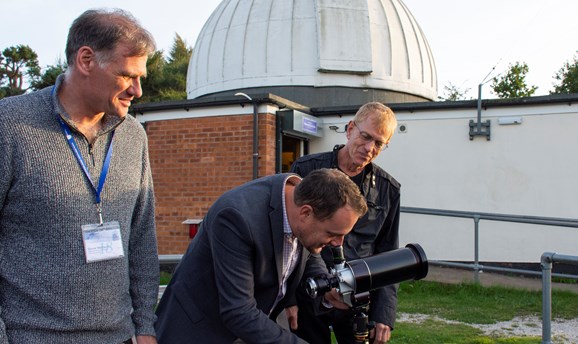 Council Leader Jason Zadrozny with Steve Wallace at Sherwood Observatory 